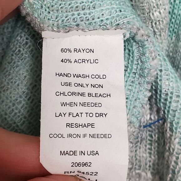 Say What? Juniors Size Small Teal/Gray Chevron Stripe Cardigan Sweater - Picture 4 of 5